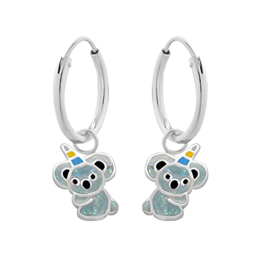 LOVE YOUR CITY Ohrringe, Creole kleiner Glitzer Panda, Koala Bär. Tier Schmuck Geschenke für Mädchen, Kinder, Kinderschmuck aus 925 Sterling Silber mit Emaille von LOVE YOUR CITY