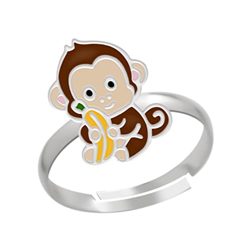 Kinderschmuck Ring Affe kleines Äffchen. Tier Schmuck Geschenke für Mädchen, Kinder. Weite verstellbar aus 925 Sterling Silber. Kommt in kleiner Geschenkbox. von LOVE YOUR CITY