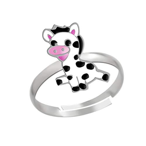 Kinderschmuck Ring Kuh, kleines lustiges tanzendes Kalb. Tier Schmuck Geschenke für Mädchen, Kinder. Weite verstellbar aus 925 Sterling Silber. Kommt in Geschenkbox. von LOVE YOUR CITY