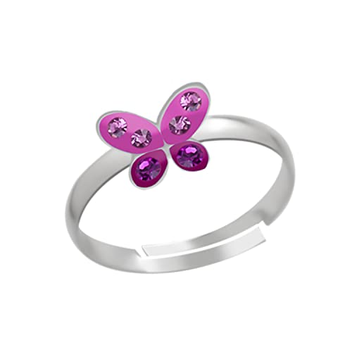 Kinderschmuck Ring Schmetterling mit kleinen Steinen. Tier Schmuck Geschenke für Mädchen, Kinder. Weite verstellbar aus 925 Sterling Silber. Kommt in Geschenkbox. von LOVE YOUR CITY