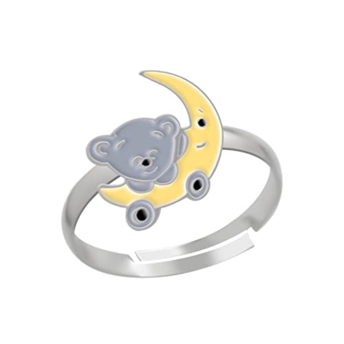 Kinderschmuck Ring kleiner Panda Bär im Mond. Tier Schmuck Geschenke für Mädchen, Kinder. Weite verstellbar aus 925 Sterling Silber. Kommt in kleiner Geschenkbox. von LOVE YOUR CITY