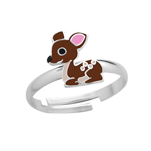 Kinderschmuck Ring kleines Reh Kidz. Tier Schmuck Geschenke für Mädchen, Kinder. Weite verstellbar aus 925 Sterling Silber. Kommt in kleiner Geschenkbox. von LOVE YOUR CITY