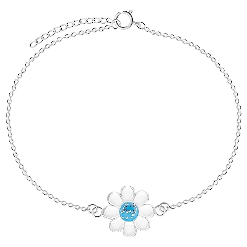 LOVE YOUR CITY Armband kleine Blume. Schmuck Geschenke für Mädchen, Kinder. Liebevoll gearbeiteter Kinderschmuck aus 925 Sterling Silber mit Emaille. 14-17cm verstellbar… (Blau) von LOVE YOUR CITY