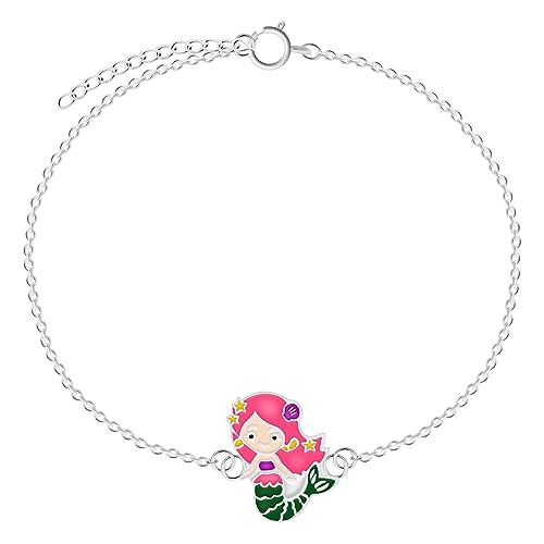 LOVE YOUR CITY Armband kleine Meerjungfrau. Perfekte Geschenke für Mädchen, Kinder. Hochwertiger Kinderschmuck aus Sterling Silber mit Emaille. 14 bis 17cm verstellbar. von LOVE YOUR CITY