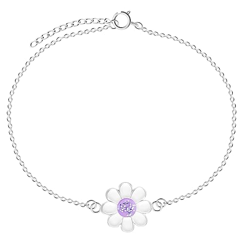 LOVE YOUR CITY Armband kleine Blume. Schmuck Geschenke für Mädchen, Kinder. Liebevoll gearbeiteter Kinderschmuck aus 925 Sterling Silber mit Emaille. 14-17cm verstellbar… (lila) von LOVE YOUR CITY