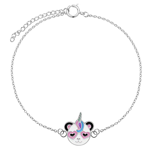 LOVE YOUR CITY Armband kleiner bunter Panda. Tier Schmuck Geschenke für Mädchen, Kinder. Kinderschmuck aus 925 Sterling Silber 14-17cm verstellbar mit Emaille. von LOVE YOUR CITY