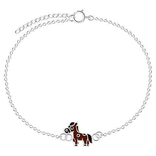 LOVE YOUR CITY Armband Pony Pferd – Kinderschmuck aus 925 Sterling Silber & Emaille – Verstellbar 14–17 cm – Geschenk für Mädchen & Kinder – Armband mit kleinem Pferd von LOVE YOUR CITY