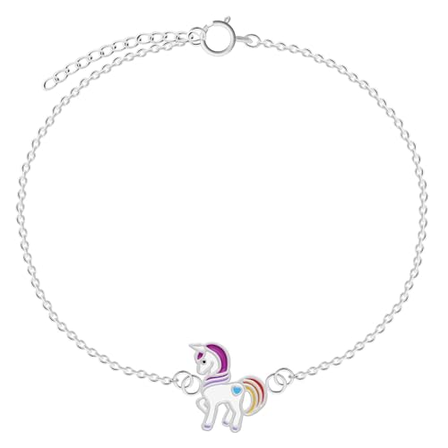 LOVE YOUR CITY Schmuck Armband kleines buntes Einhorn, Geschenke für Mädchen, Kinder, Kinderschmuck aus 925 Sterling Silber 14-17cm verstellbar mit Emaille von LOVE YOUR CITY