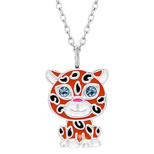 LOVE YOUR CITY Kette, Kettchen mit Anhänger kleine japanische Tiger Katze. Schmuck Geschenke für Mädchen, Kinder. Kinderschmuck aus 925 Sterling Silber mit Emaille. verstellbar 42 bis 45cm von LOVE YOUR CITY