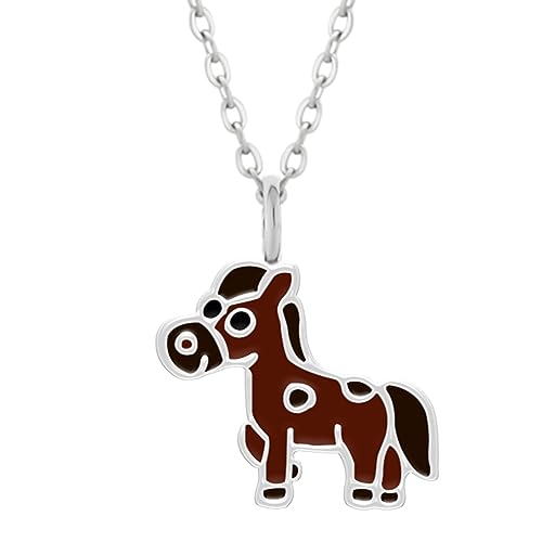 LOVE YOUR CITY Kette Pony – Kinderschmuck für Mädchen aus 925 Sterling Silber & Emaille – Pferd Motiv – Verstellbare Halskette 42–45 cm – In Geschenkbox von LOVE YOUR CITY