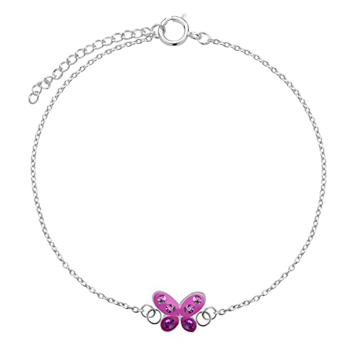 LOVE YOUR CITY Kinderschmuck Armband Schmetterling mit kleinen Steinen. Tier Schmuck Geschenke für Mädchen, Kinder, aus 925 Sterling Silber 14-17cm verstellbar. von LOVE YOUR CITY