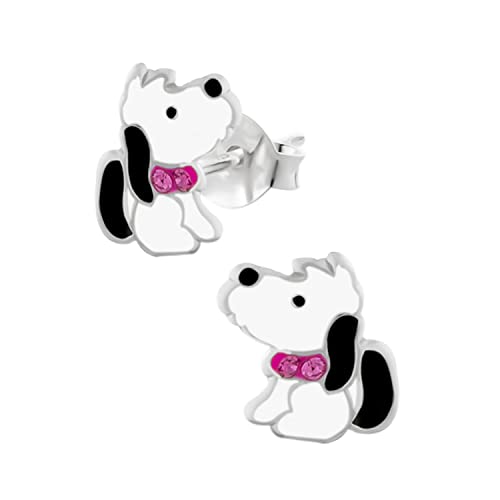 LOVE YOUR CITY Kinderschmuck Ohrringe, Ohrstecker kleiner Hund. Tier Schmuck Geschenke für Mädchen, Kinder, aus 925 Sterling Silber mit Emaille. Kommt in kleiner Geschenkbox. von LOVE YOUR CITY