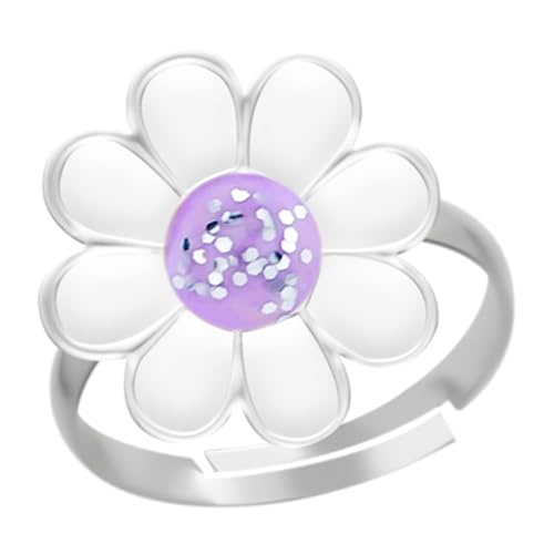 LOVE YOUR CITY Kinderschmuck Ring Blume lila – 925 Sterling Silber mit Emaille – verstellbar – Kinder Ring Mädchen – Blumenmotiv Schmuck – Geschenk für Kinder – inkl. Geschenkbox von LOVE YOUR CITY