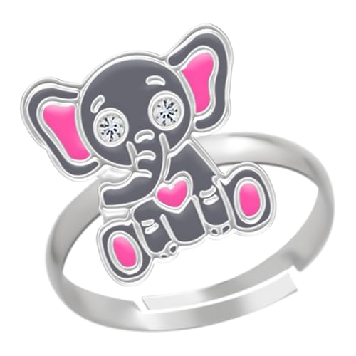 LOVE YOUR CITY Kinderschmuck Ring Elefant – 925 Sterling Silber mit Emaille – verstellbar – Kinder Ring Mädchen – Tiermotiv Schmuck – Geschenk für Kinder – inkl. Geschenkbox von LOVE YOUR CITY