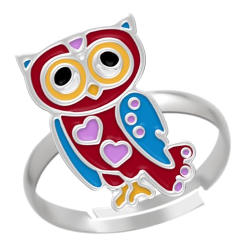 LOVE YOUR CITY Kinderschmuck Ring Eule – 925 Sterling Silber mit Emaille – verstellbar – Kinder Ring Mädchen – Eulenmotiv Tier-Schmuck – Geschenk für Kinder – inkl. Geschenkbox von LOVE YOUR CITY