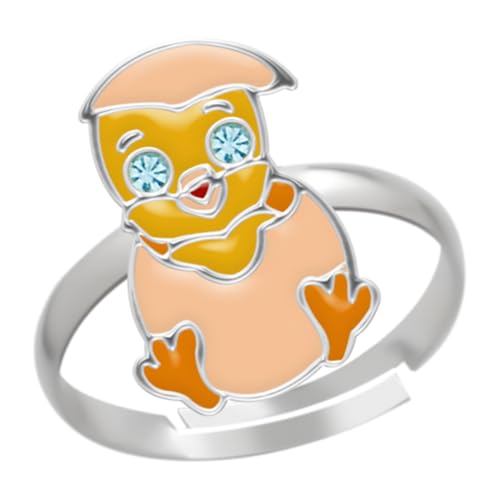LOVE YOUR CITY Kinderschmuck Ring Küken – 925 Sterling Silber mit Emaille – verstellbar – Kinder Ring Mädchen – Tiermotiv Schmuck – Geschenk für Mädchen & Kinder – inkl. Geschenkbox von LOVE YOUR CITY