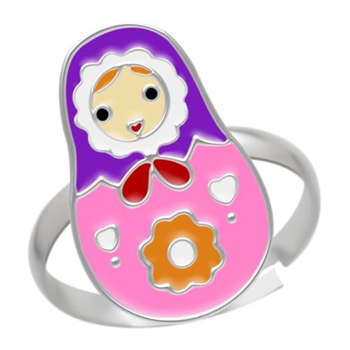 LOVE YOUR CITY Kinderschmuck Ring Matroschka – 925 Sterling Silber mit Emaille – verstellbar – Kinder Ring Mädchen – russische Puppe Motiv – Geschenk für Kinder – inkl. Geschenkbox von LOVE YOUR CITY