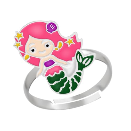 LOVE YOUR CITY Kinderschmuck Ring Meerjungfrau – 925 Sterling Silber mit Emaille – verstellbar – Kinder Ring Mädchen – Märchenfigur – Geschenk für Kinder – inkl. Geschenkbox von LOVE YOUR CITY