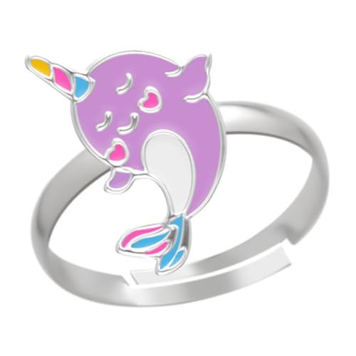 LOVE YOUR CITY Kinderschmuck Ring Narwal – 925 Sterling Silber mit Emaille – verstellbar – Kinder Ring Mädchen – Einhorn-Delfin Schmuck – Geschenk für Kinder – inkl. Geschenkbox von LOVE YOUR CITY