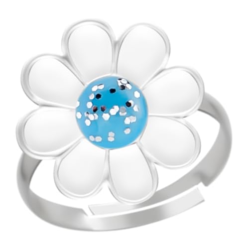 LOVE YOUR CITY Kinderschmuck Ring blaue Blume – 925 Sterling Silber mit Emaille – verstellbar Kinder Ring Mädchen – Geschenk Schmuck Kinder – inkl. Geschenkbox von LOVE YOUR CITY