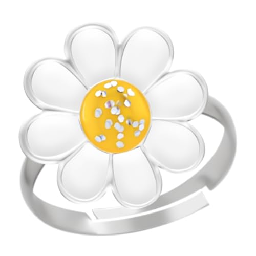 LOVE YOUR CITY Kinderschmuck Ring gelbe Blume – 925 Sterling Silber mit Emaille – verstellbar – Kinder Ring Mädchen – Blumenmotiv Schmuck – Geschenk für Kinder – inkl. Geschenkbox von LOVE YOUR CITY