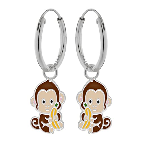 LOVE YOUR CITY Ohrringe, Creole Affe kleines Äffchen. Tier Schmuck Geschenke für Mädchen, Kinder, Kinderschmuck aus 925 Sterling Silber mit Emaille. Kommt in kleiner Geschenkbox. von LOVE YOUR CITY