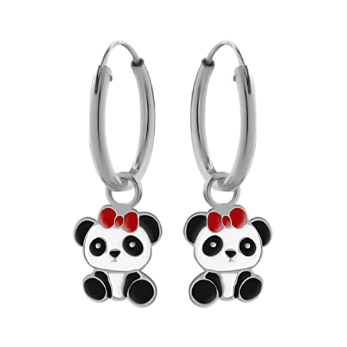 LOVE YOUR CITY Ohrringe, Creole kleiner Panda. Tier Schmuck Geschenke für Mädchen, Kinder, Kinderschmuck aus 925 Sterling Silber mit Emaille. Kommt in kleiner Geschenkbox. von LOVE YOUR CITY