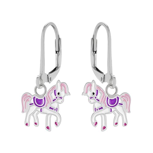 LOVE YOUR CITY Ohrringe, Ohrhänger kleines Pferd Pony. Perfekte Geschenke für Mädchen, Kinder. Hochwertiger Kinderschmuck aus Sterling Silber mit Emaille. von LOVE YOUR CITY