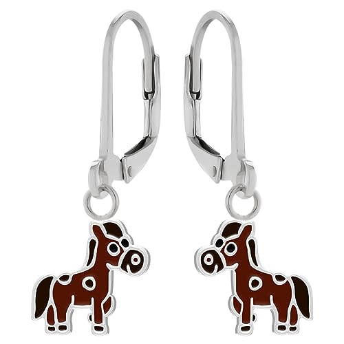 LOVE YOUR CITY Ohrringe Ohrhänger Pony Pferd – Kinderschmuck für Mädchen aus 925 Sterling Silber & Emaille – Pferde-Motiv – In Geschenkbox von LOVE YOUR CITY