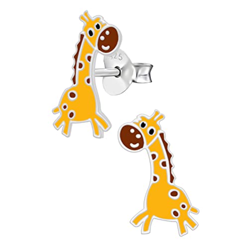 LOVE YOUR CITY Ohrringe, Ohrstecker kleine Giraffe. Tier Schmuck Geschenke für Kinder, Kinderschmuck aus 925 Sterling Silber mit Emaille. Kommt in kleiner Geschenkbox. von LOVE YOUR CITY
