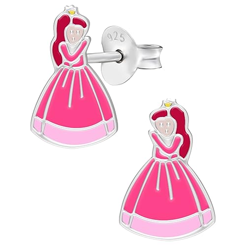 LOVE YOUR CITY Ohrringe Prinzessin – Ohrstecker für Mädchen aus 925 Sterling Silber – Kinderschmuck mit Emaille – Prinzessinnen Motiv – In Geschenkbox von LOVE YOUR CITY