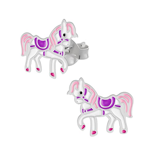 LOVE YOUR CITY Ohrringe, Ohrstecker kleines Pferd Pony. Perfekte Geschenke für Mädchen, Kinder. Hochwertiger Kinderschmuck aus Sterling Silber mit Emaille. von LOVE YOUR CITY