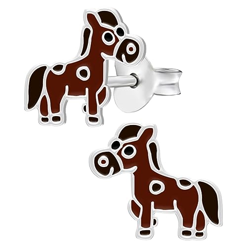LOVE YOUR CITY Ohrringe Ohrstecker Pony Pferd – Kinderschmuck für Mädchen aus 925 Sterling Silber & Emaille – Pferde Motiv – In Geschenkbox von LOVE YOUR CITY