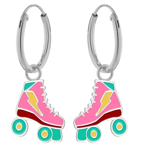 LOVE YOUR CITY Ohrringe Creolen Rollschuhe Rollerskates – Kinderschmuck für Mädchen aus 925 Sterling Silber & Emaille – Rollerskate Motiv – In Geschenkbox von LOVE YOUR CITY