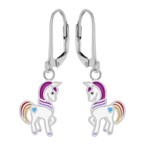 LOVE YOUR CITY Ohrringe, Ohrhänger. Kleine Einhorn Geschenke für Mädchen. Tier Schmuck für Kinder, Kinderschmuck aus 925 Sterling Silber mit bunter Emaille. von LOVE YOUR CITY