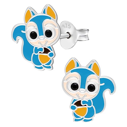 Ohrringe, Ohrstecker kleines Eichhörnchen mit Steinchen in den Augen. LOVE YOUR CITY Schmuck Geschenke für Mädchen, Kinder. Kinderschmuck aus 925 Sterling Silber mit Emaille. von LOVE YOUR CITY