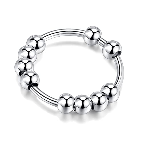 LOVECOM Fidget-Ring aus 925er Sterlingsilber, Anti-Angst-Ring mit Perlen, Stressabbau, Spinner-Ring für Damen und Herren, löst Angstzustände, drehbar, stapelbar, Knöchelring, Schmuck, Geschenke, Größe LOVECOM Fidget-Ring aus 925er Sterlingsilber, Anti-Angst-Ring mit Perlen, Stressabbau, Spinner-Ring für Damen und Herren, löst Angstzustände, drehbar, stapelbar, Knöchelring, Schmuck, Geschenke, Größe von LOVECOM