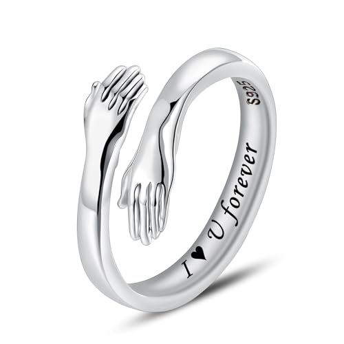 LOVECOM S925 Sterling Silber Ringe für Frauen Teenager Mädchen Verstellbare Umarmungsringe für Männer Versprechen Schmuck Geburtstag Weiter Tag Geschenke für Papa Mama, US Size 8, Sterling Silber LOVECOM S925 Sterling Silber Ringe für Frauen Teenager Mädchen Verstellbare Umarmungsringe für Männer Versprechen Schmuck Geburtstag Weiter Tag Geschenke für Papa Mama, US Size 8, Sterling Silber von LOVECOM