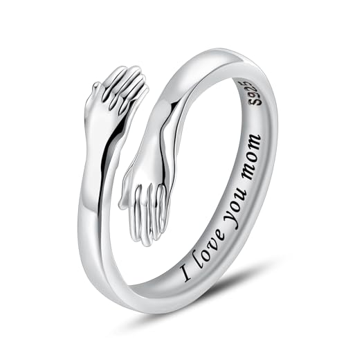 LOVECOM Weihnachtsgeschenke, Umarmungsring, 925er Sterlingsilber, Umarmungsringe für Damen, Teenager, Mädchen, Silber, Umarmung der Hände, offener Versprechensring, Schmuck, Umarmung der Hände LOVECOM Weihnachtsgeschenke, Umarmungsring, 925er Sterlingsilber, Umarmungsringe für Damen, Teenager, Mädchen, Silber, Umarmung der Hände, offener Versprechensring, Schmuck, Umarmung der Hände von LOVECOM
