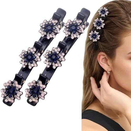 Geflochtene Haarspangen, Doppelschicht Haarspange, 2025 Haarspangen Damen mit Funkelnden Kristallsteinen Elegante Haarstyling Clips Strass-Haarspange haarklammern (BD-01) von LOVELOCKBEAR