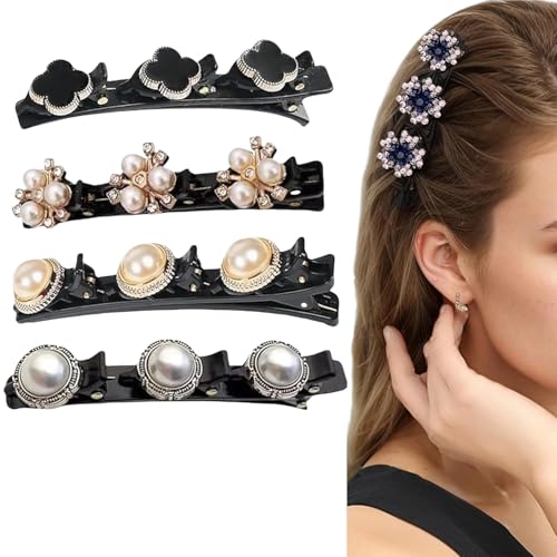 Geflochtene Haarspangen, Doppelschicht Haarspange, 2025 Haarspangen Damen mit Funkelnden Kristallsteinen Elegante Haarstyling Clips Strass-Haarspange haarklammern (FD-01) von LOVELOCKBEAR