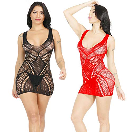 LOVELYBOBO 2-Pack Damen Kleid elastisch und flexibel tragbar Einheitsgröße mit Clubwear Partykleid V-Ausschnitt Rückenfreies von LOVELYBOBO