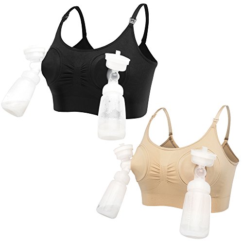 LOVELYBOBO 2 Pack Damen Schwangerschafts Still-BH Ohne Bügel Hände Freie Pumpen Bustier Milchpumpe BH von LOVELYBOBO