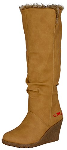 LOVENESS, Damen Fellstiefel Damenfellstiefel Stiefeletten gefuetterte Stiefel Boots, Farbe Camel, EU 37 von LOVENESS