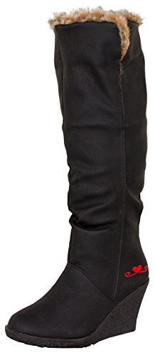 LOVENESS, Damen Fellstiefel Damenfellstiefel Stiefeletten gefuetterte Stiefel Boots, Farbe Schwarz, EU 39 von LOVENESS