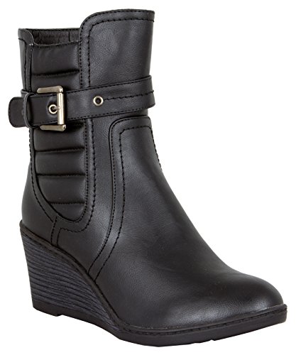 LOVENESS, Damen Keilabsatzstiefel Stiefeletten leicht gefuetterte Stiefel Boots, Farbe Schwarz, EU 41 von LOVENESS