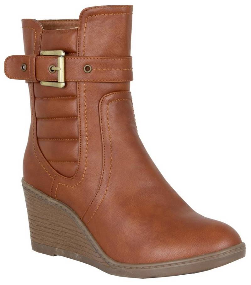 LOVENESS Damen Stiefel Winterstiefelette LN02 Winterstiefel Stiefelette Winterstiefelette Damenwinterstiefel Leicht gefüttert Keilabsatz von LOVENESS