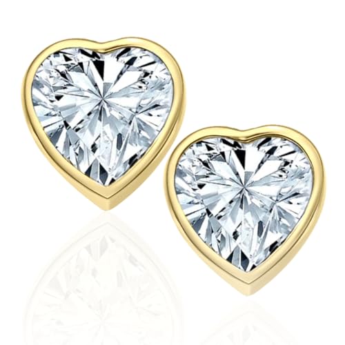 Herz Ohrringe Gold vergoldet festliche goldene Herz-Ohrstecker kleine Herzohrringe Ich liebe Dich Geschenk für Frau Ehefrau Freundin Geschenkidee zum Geburtstag Jahrestag Hochzeitstag Weihnachten von LOVENEST