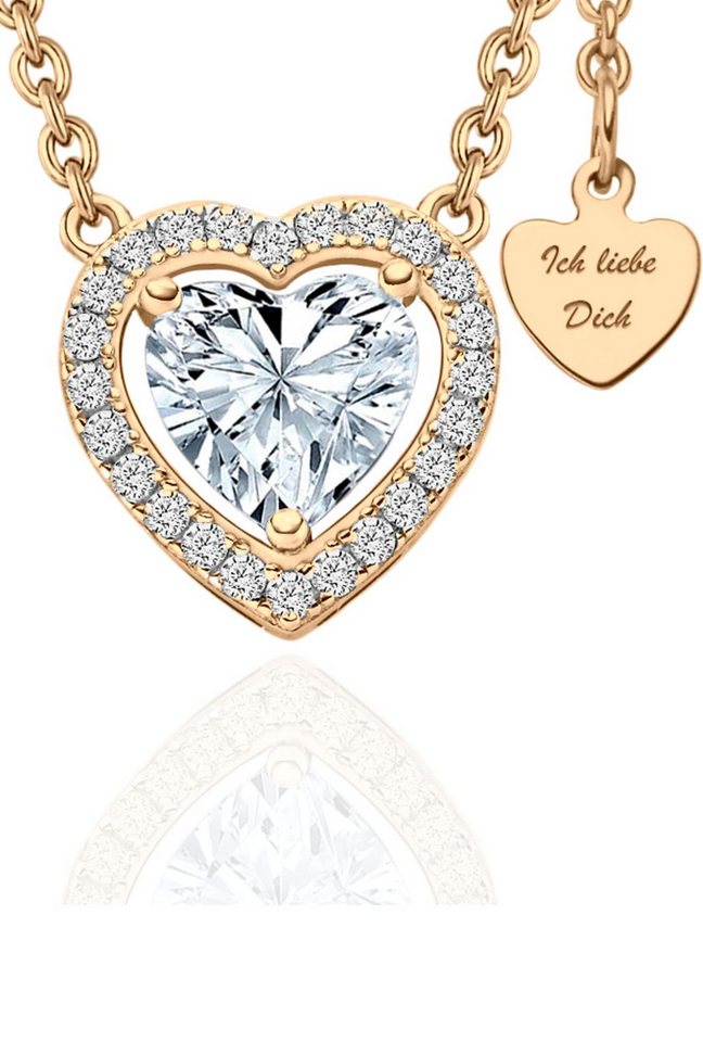 LOVENEST Herzkette Halskette Damen Rosegold vergoldet Ich Liebe Dich Herz-Anhänger (Silberkette Rosegold vergoldet Anhänger Geschenke für Frauen Weihnachtsgeschenk Freundin, Geschenkset Damenkette Weihnachten Set), Sie Geburtstag Hochzeitstag Liebesbeweis Liebesgeschenk Herz Schmuck von LOVENEST