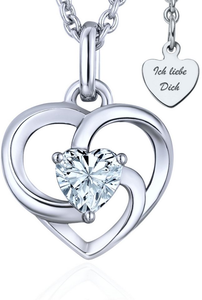 LOVENEST Herzkette Halskette Damen Silber 925 Herzkette Ich Liebe Dich Herz-Anhänger (Silberkette Anhänger Geschenke für Frauen Valentinstag Frau Freundin, Geschenkset Damenkette Weihnachten Set), Sie Geburtstag Hochzeitstag Liebesbeweis Liebesgeschenk Herz Schmuck von LOVENEST